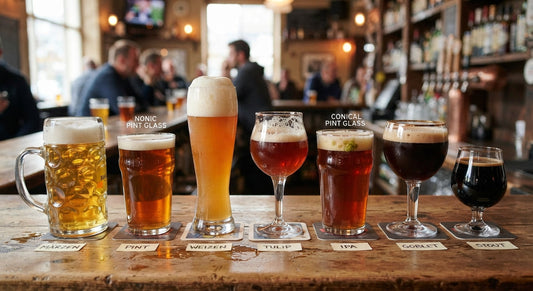Variety of glasses with beer